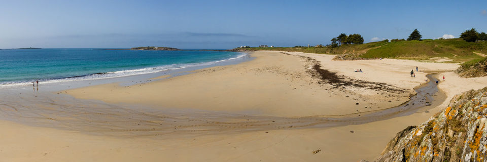 Nevez beach in Brittany with islands in the distance