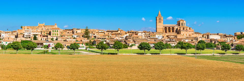 panoramic of sineu village in mallorca