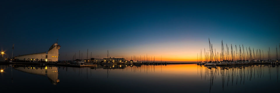 sunset over port camargue in languedoc