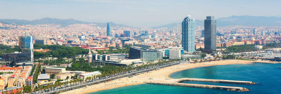 view of barcelona from the beach