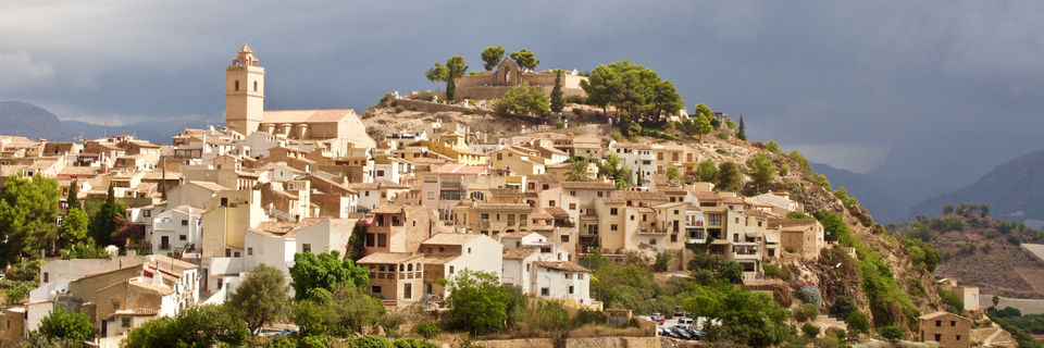 panoramic view of the hilltop village of La Nucia in costa blanca