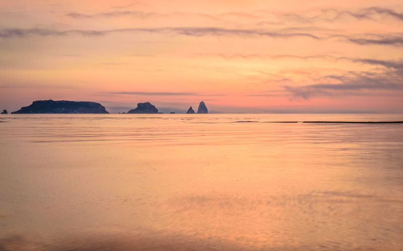 sunset over the medes island off l'estartit, costa brava