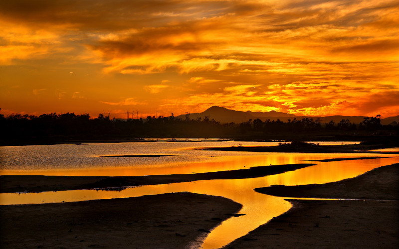 larnaca slak lake at sunset